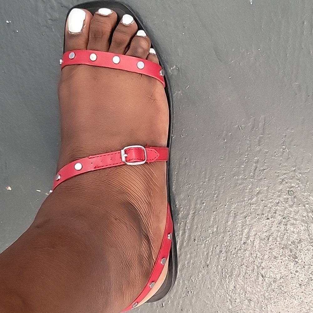 Dolce Vita Red Stud Sandals - Picture 3 of 8